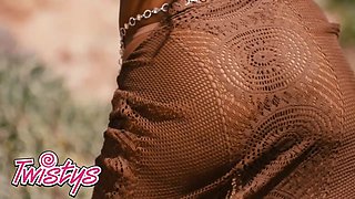 August Skye disrobes her super-sexy bikini and starts to jiggle her ass before she heads skinny dipping by herself - twistys