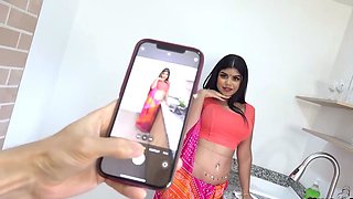 Big tittied Indian stepmother sucks cock and licks ass