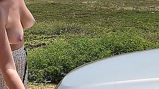 Batty Lux Topless Car Washing Busty Blonde Cleaning Car with Big Natural Tits
