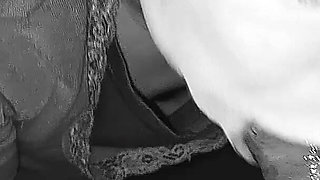 Sucks and Swallows Cum in Black and White