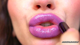 Wet Violet Glossy Kiss Close up