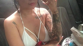 Latin slut calls her husband when he is masturbating in uber.