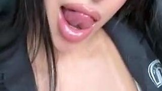 Brunette Amateur Flashes Her Titties In Public