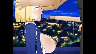 Android 18 Feeds on a Big Cock with Her Throat - Sdt