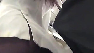 Crowded Bus Rush. Black Stockings Lady Feels Close Press, Curves Draw Eyes as She Guides It Closer - Part 1
