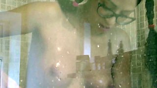 Geeky cutie gets fucked after the shower