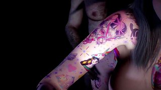 3D Huge Boobs Slut Show Her Perfect Tattoo