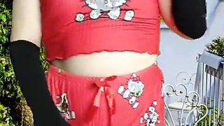 two Platinum-blonde in Pajama Juggling Rump Butt Uber-sexy Biotch T-model Crossdresser
