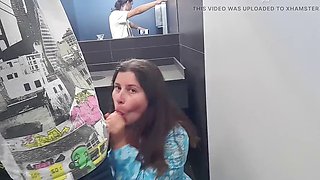 Stepmom got fucked in the womens restroom at the mall