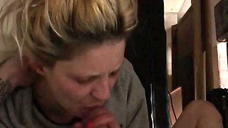 Tiny Blonde Spinner Sucks a Big Cock and Then Rides It