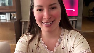 Deep Blowjob From Slutty Stepsister Long Masturbation With Mouth, Dirty Talk And Deliciously Iimpaled On Stepbrothers Cock