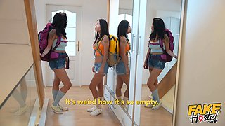 Faux hostel - vietnamese asian chicks get pent up inside a loft before having lesbian porn