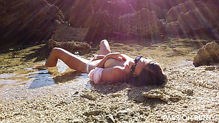Cute Wife Fingering on Sea Beach