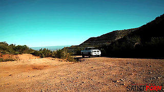 Cute Skinny Blonde Gets Fucked Standing up by the Side of the Road