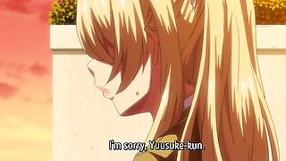 Innocent anime lady lets her lover in for the first time
