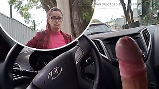Naughty Teen Latina Gives Risky Handjob in Car - Petite Redhead Amateur
