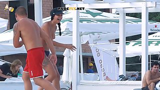 Young nudist showing her perfect natural breasts