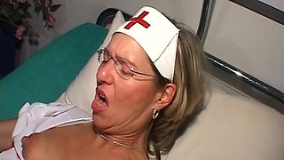 Mature Nurse MILF Takes Thick Cock Deep in Ass