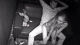Skinny Blonde Stripper Grinds Lucky Dude