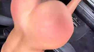 Sexy chick wrecked in car orgy by giant manmeat - hottest
