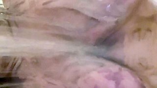 Ebony girl showers her big ass amp masturbating