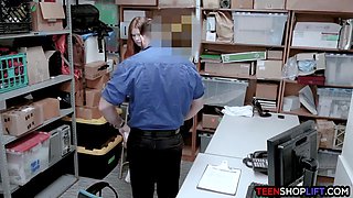 Innocent redhead teenage thief gets splattered stealing underwear