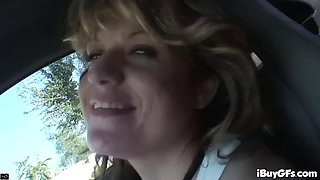 Horny blonde busty slut fingers ass and takes dick deep