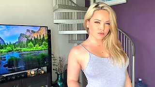 Big Boobed Blonde Masturbates With A Dildo In The Bathroom