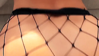 Spanish Dirty Talking and Facial in Ripped Fishnets