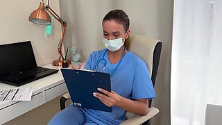 Doctor's visit turns into a cock exam with doctor's mouth and pussy