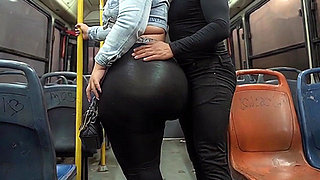 Masked Guy Grabs BBW's Huge Ass in Public Bus - Risky Tease