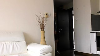 Tattooed redhead in glasses got double penetrated