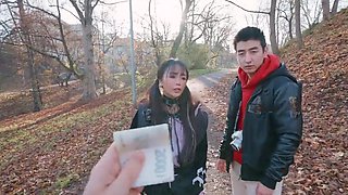 Japanese traveler ends up taking white cock in POV