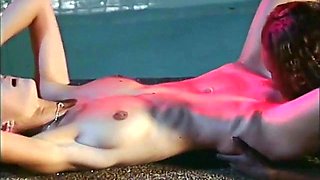 Blonde and brunett lesbian babes toying