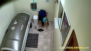 Czech Solarium 70: Superb Pussy Spread Wide, Cameras Loving It