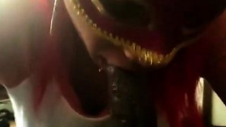 Masked Ebony Amateur Gives Blowjob and Swallows