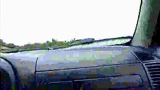 Car Blowjob in Public - Spanish Amateur with Glasses Swallows Cum