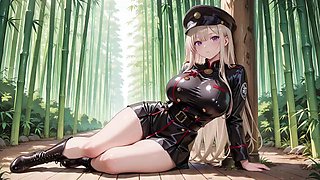 Blonde Valkyries Undressing Moment, That Great-slit Black Uniform Is Insane!