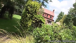 Lady Sonia's Golden Shower in the Summer Sun