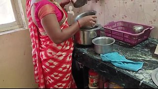 Desi Wife Ashu Gets Creamed by Servant while Cooking