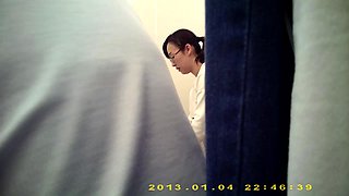 Cute amateur asian web cam girl playing with her toy
