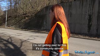 Watch this hot natural-titted teen suck and fuck in public like a pro for cash