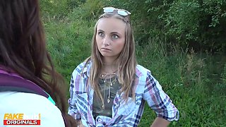 Milf piano educator with perfect Big Tits bangs college girl on camping excursion - fakehub