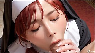 Meaty insatiable Nun gets poked in the church. (AI generated)