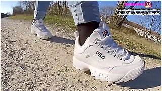 Part2 Fila Destrudor Shoeplay Nylon Feet And Crush Trample Trailer Sneaker Girl Feet