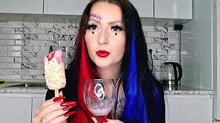 It's hot today, I need to feed you spit with ice cream. Food fetish, spit fetish