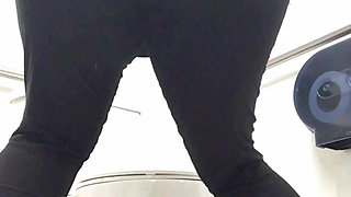 Curvy MILF in Public Toilets Horny in Cotton Panties