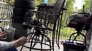 Fucking Neighbor's Girl Outside, Then Creampie Inside