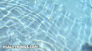 Reality kings - harley haze can't fight back getting a taste of the hot worker's Big Cock by the pool
