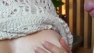 Wife Handjob with Cumshot on Boobs